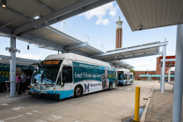 One of Blue Water Transit's 78 buses readies for passengers.