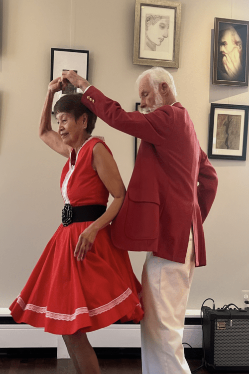 Clara Garcia (left) dancing with Lyle Malaski at the Port Huron Senior Center Talent Show.