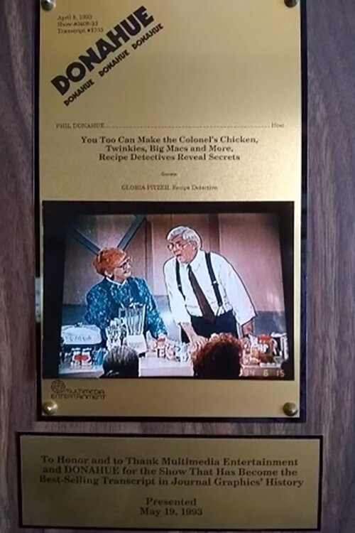 After his retirement, Phil Donahue gifted Gloria Pitzer this award he received after hosting Pitzer on The Phil Donahue Show.