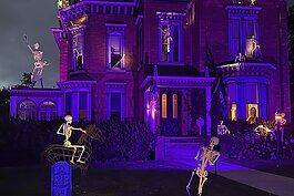 Halloween display at 613 N. Riverside Drive in St. Clair, Michigan.