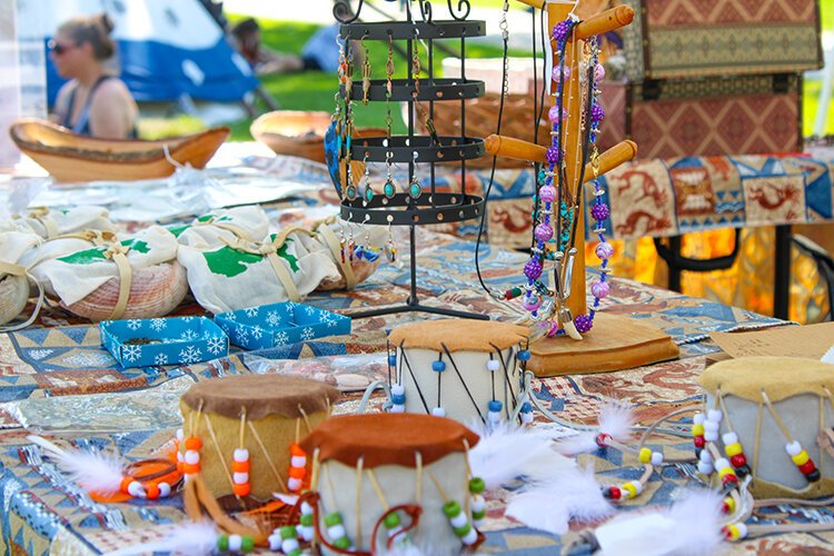Vendors displaying handmade art and items such as small beaded drums and jewelry were available for purchase at the Blue Water Traditional Pow-Wow.
