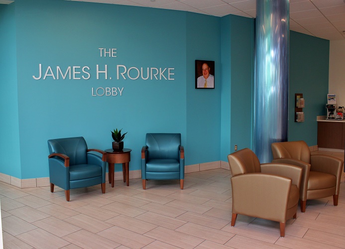 The lobby of the Karmanos Cancer Institute at 1221 Pine Grove in Port Huron. 