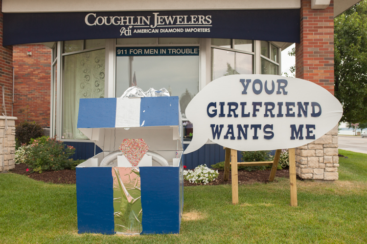 Coughlin Jewelers created an extra special block, featuring an engagement ring.
