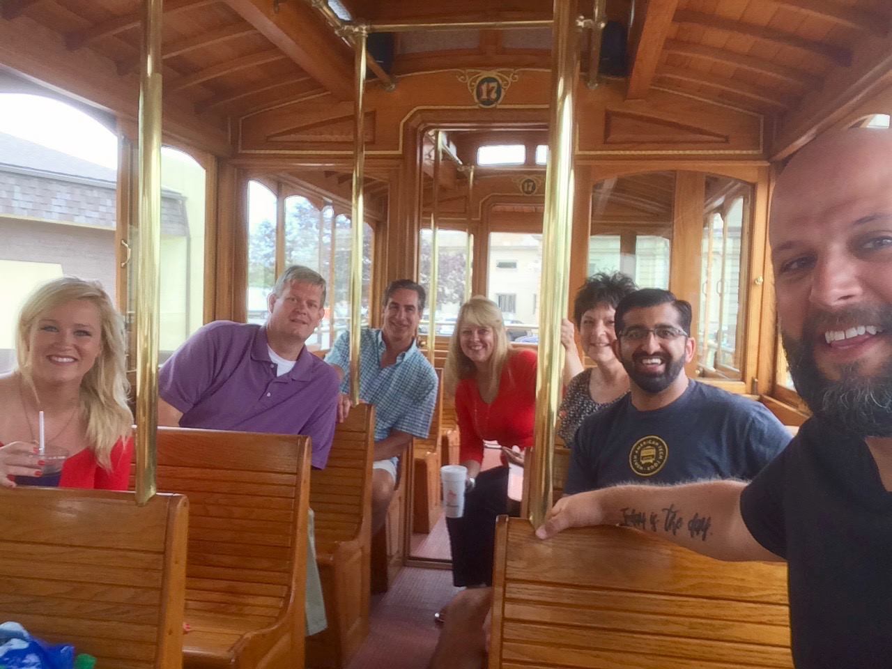 Part of Paul Singh’s 2016 Tech Tour on the trolley in Port Huron. 