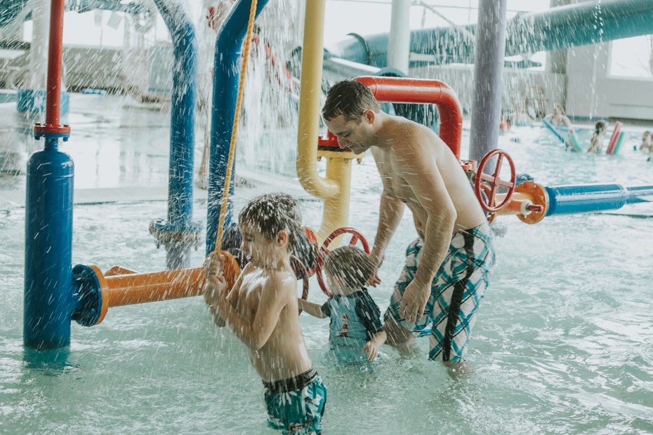 Boys enjoy some splash time during open swim at the YMCA 