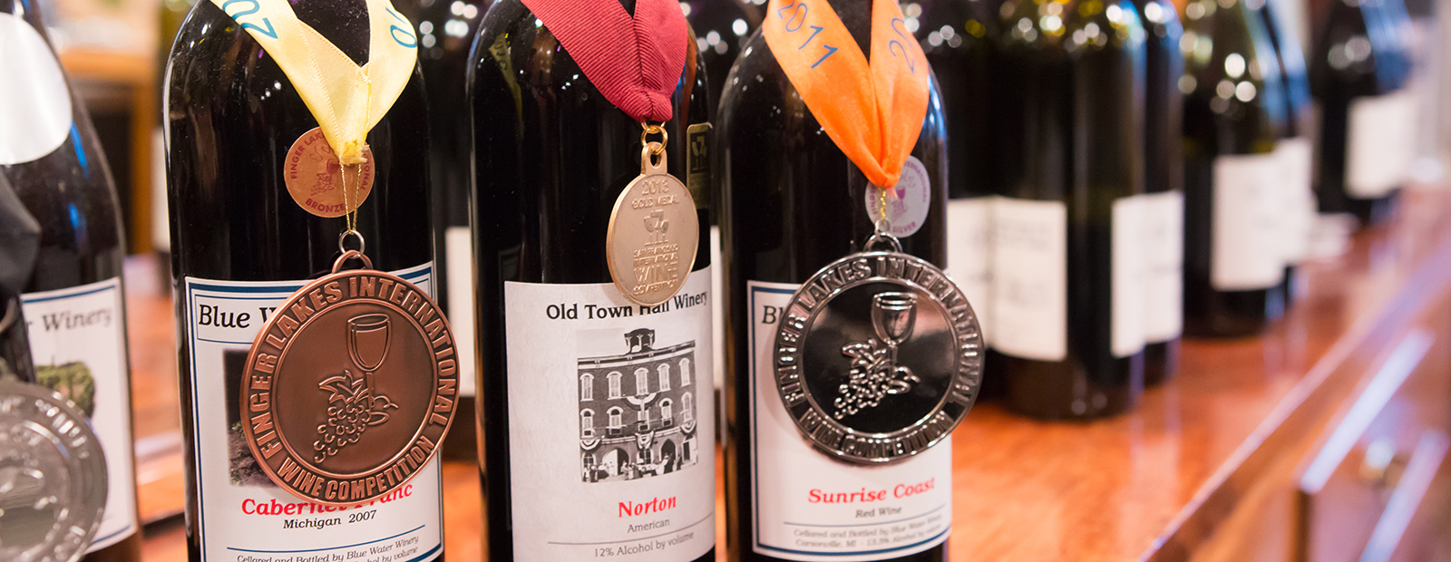 Award-wining Blue Water Winery wines.