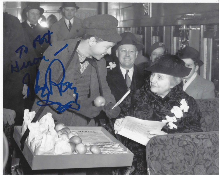 This photo of actor Mickey Rooney and was taken on the train (at the Depot) in 1940 reenacting the "News Butcher" scene from the movie, "Young Tom Edison" which premiered in Port Huron./Courtesy Port Huron Museum