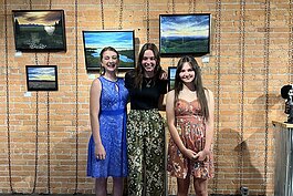 Participants in this year's youth art mentorship program (from left) Payten Daneels, Laila Palumbo, and Melissa Loxton.