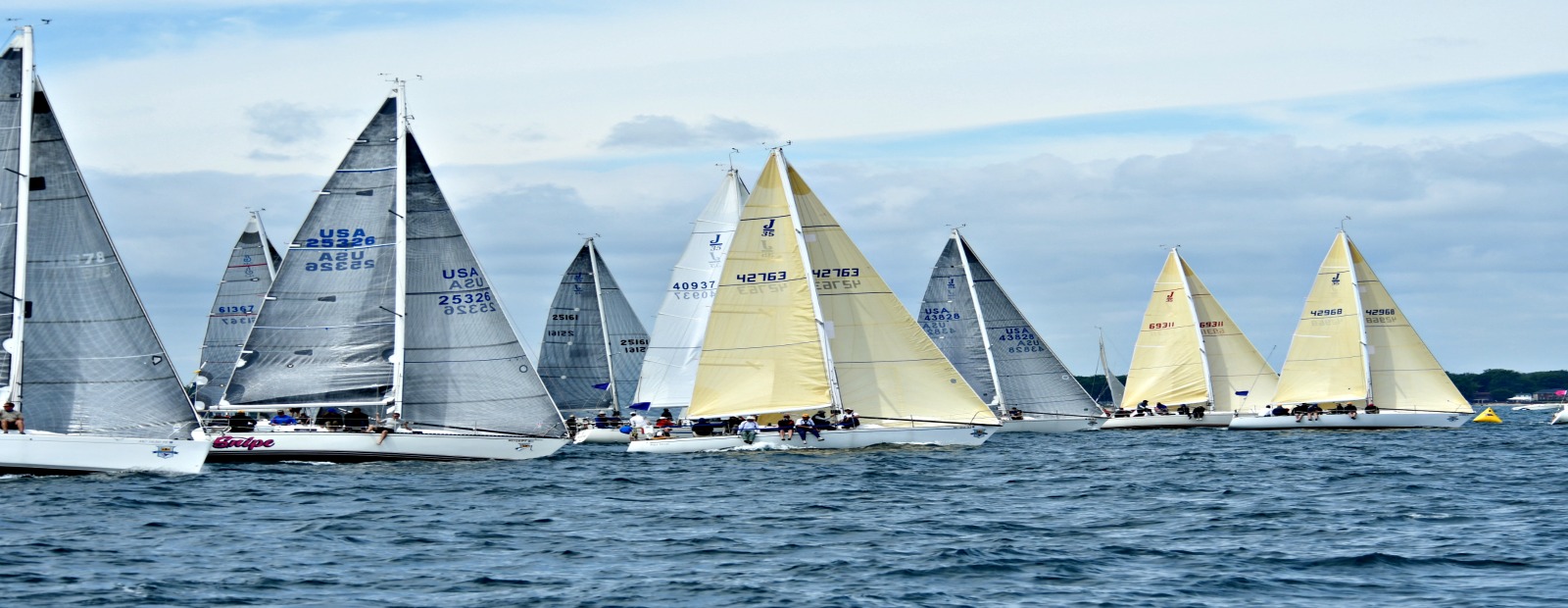 Sailors race toward Mackinac Island during the annual Bayview to Mackinac boat race.
