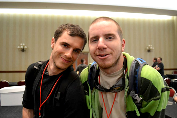 Jay De Foy (left) with fellow mid-Michigan comic creator Richard Johnson.