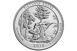 The reverse of the new Pictured Rocks quarter.