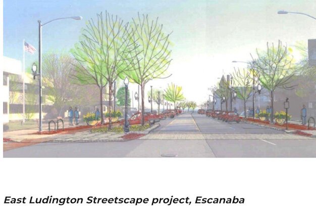 A rendering of the redeveloped stretch of Ludington Street in downtown Escanaba.