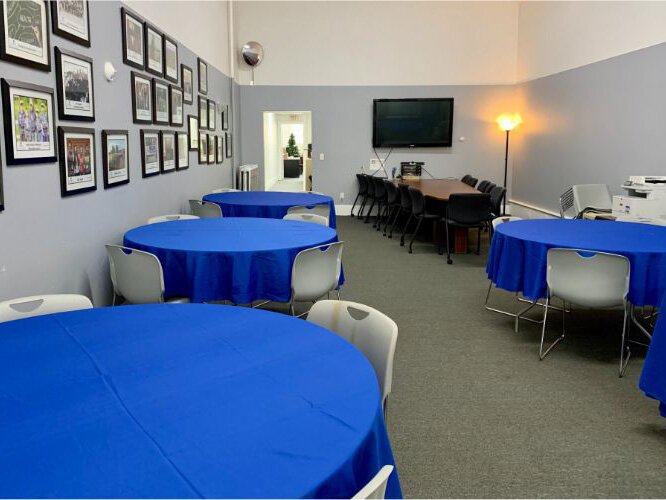 The KCF community room, capable of accommodating up to 50 people.