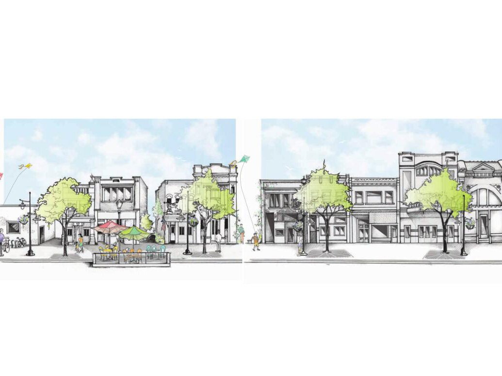 A rendering of a reimagined Negaunee streetscapes.