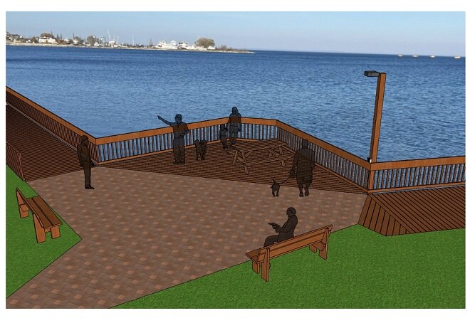 An artist’s rendition of the renovated Connors Park Huron Waterfront Boardwalk project.