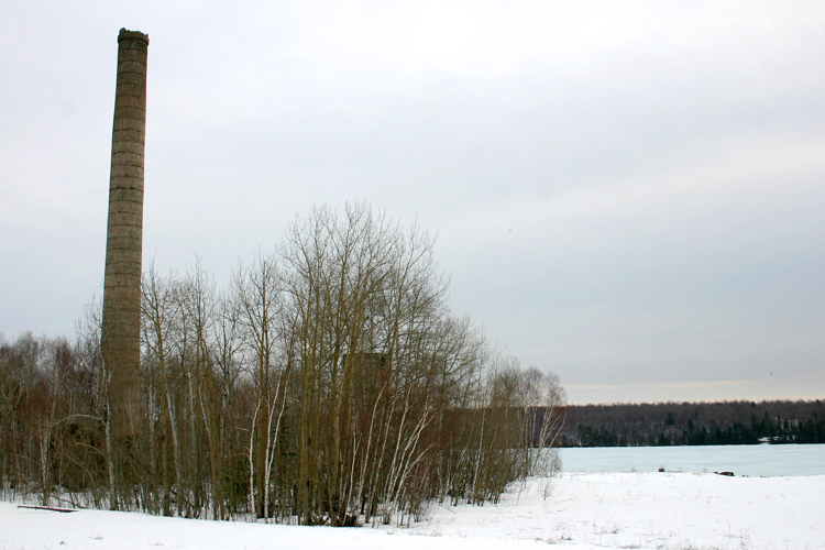 This smoke stack is all that remains of a former piece of a copper mining operation. 