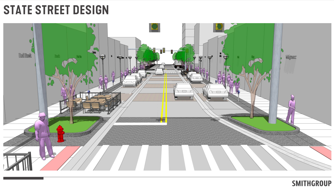 A rendering of the State Street redesign.