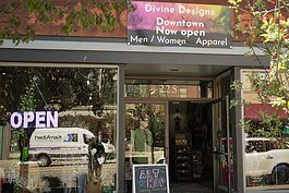 Outside of Devine Designs Downtown located at 225 Huron Ave.