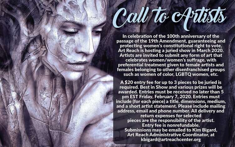 Art Reach of Mid Michigan is calling for art that celebrates women or the women's suffrage movement for a juried show.