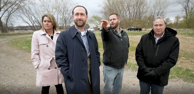 City Manager Dana Muscott and Bay Future CEO Trevor Keyes take investors on a tour of property available in Bay City.