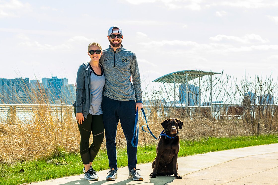 "It's so beautiful looking at the Riverfront," says Chelsea Nolan. Pictured with husband Shane Nolan. Photo by Doug Coombe.