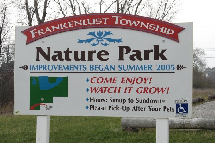 A sign greets visitors to the refreshed offerings at the Frankenlust Township Nature Park. An open house will be held at the park on June 16.