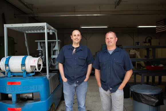 Garrett O'Brien, at right, and Ben Davis founded BGT Aerospace in Bangor Township in 2017.