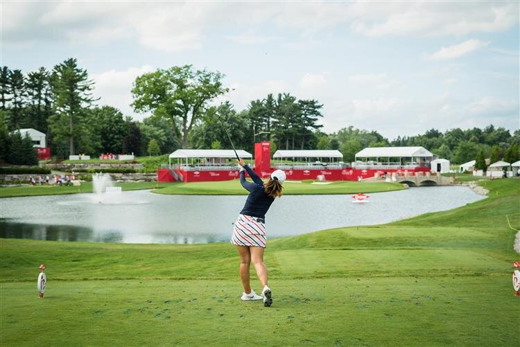 LPGA player Lin Xiyu tees off during the 2019 tournament.