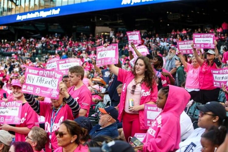 In May, Kelly Klamer was one of three local cancer survivors featured during the Detroit Tiger’s Pink Out the Park event.