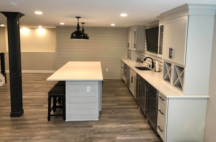 Heather Keit helped remodel a basement into a kitchen and family room for a family.