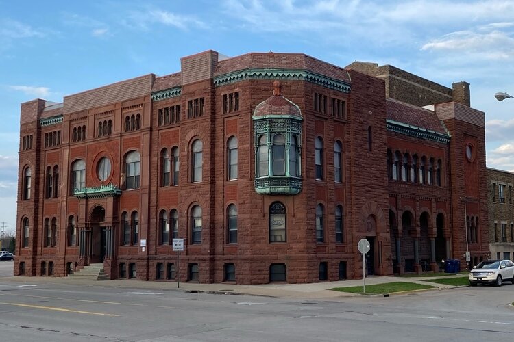 The Historic Masonic Temple sits at a busy intersection near Downtown Bay City.