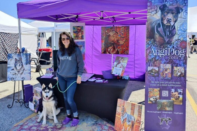Nicole McKay, who created a mural inside Survival Fitness, is a self-taught artist who specializes in abstract pet portraits. (Photo courtesy of Nicole McKay)