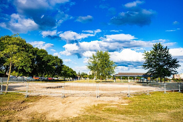 Crews removed traditional playground equipment inside Veterans Memorial Park on Bay City’s West Side.