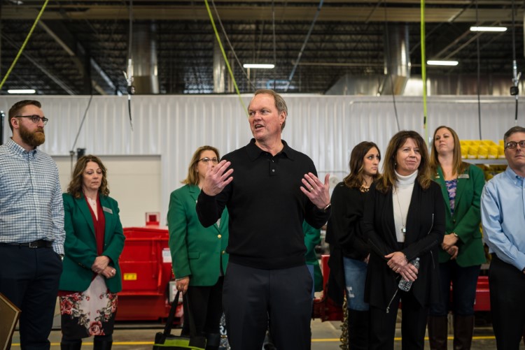 Robert Howard, the President & CEO of TMW Enterprises, speaks at Falcon's February 12th ribbon cutting. 