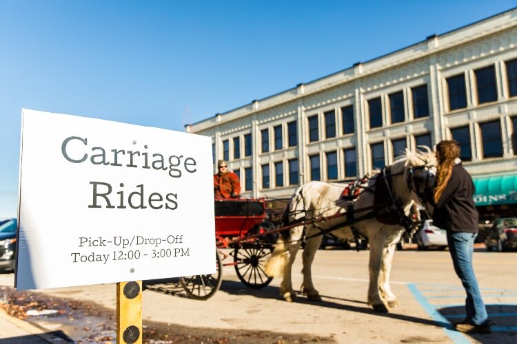 Horse-drawn carriage rides are offered for a few hours on Sundays between now and Christmas.