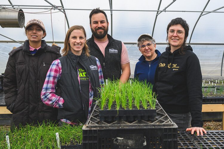 The staff at The Farm at Trinity Health, from left to right: Rose Oliverio, Jae Gerhart, Will Jaquinde, Kay Wilson and Cat Jardin.