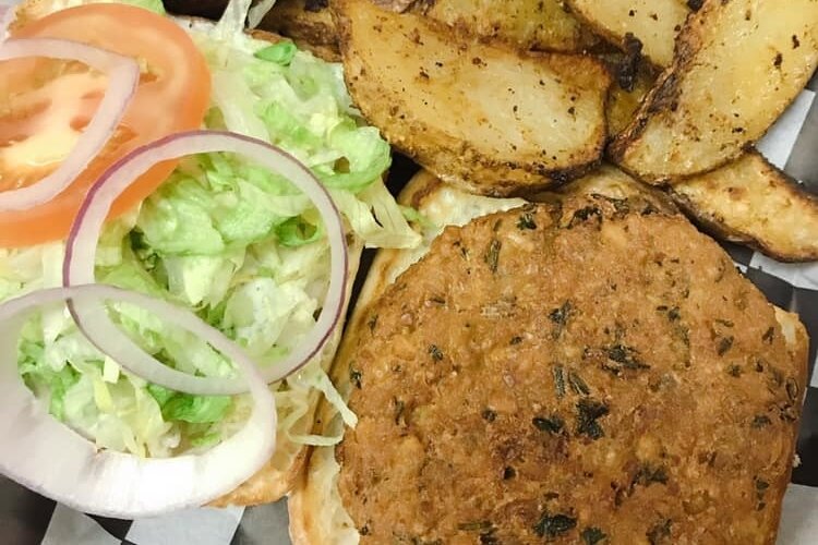 A recent vegan special at Gatsby's was Falafel Burgers served on grilled ciabatta bread and accompanied by zesty potato wedges.