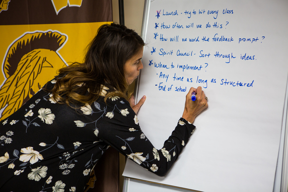 Students and teachers work together to come up with the best plan for gathering information about concerns at the Auburn high school.