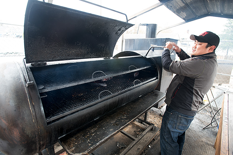 Matt Gillett with Saddleback's smoker-Photo Dave Trumpie