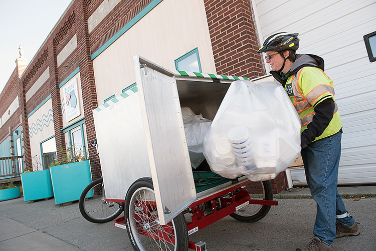 Picking up Styrofoam for recycling - Photo Dave Trumpie