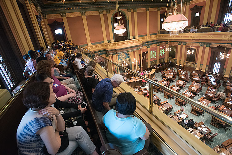 Guests of the opening wait to be introduced in the House of Representatives- Photo Dave Trumpie