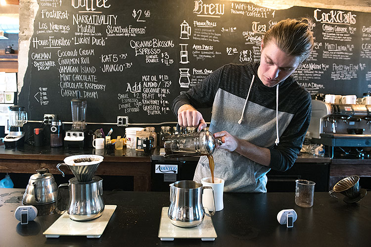 Making pour over coffee at The Crafted Bean - Photo Dave Trumpie