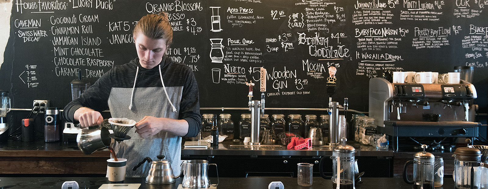 Making pour over coffee at The Crafted Bean - Photo Dave Trumpie