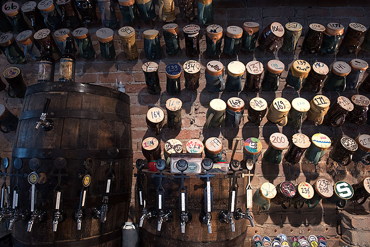 Bad Brewing's wall of club mugs and taps - Photo Dave Trumpie