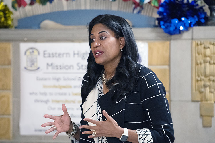 Judi Brown Clarke at Eastern High School - Photo Dave Trumpie