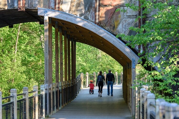 A covered section of the B2B Trail in Dexter.