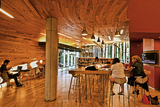 Urbanwood in the interior of the Traverwood Library Branch