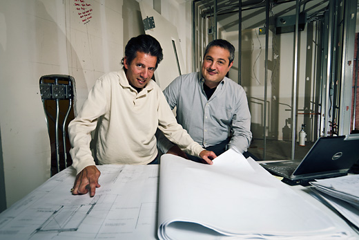 Jim Saad and Adam Baru  at the site of the future Mexican restaurant next to Mani Osteria