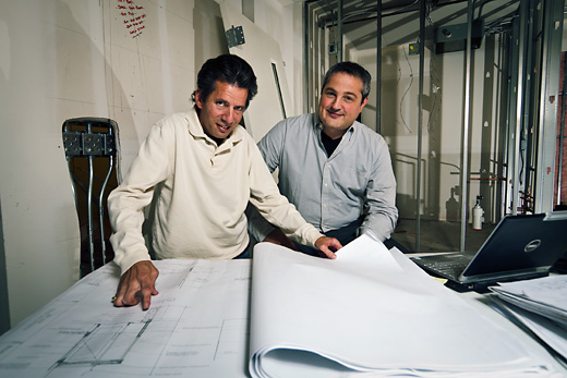 Jim Saad and Adam Baru  at the site of the future Mexican restaurant next to Mani Osteria