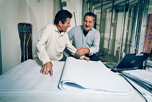 Jim Saad and Adam Baru  at the site of the future Mexican restaurant next to Mani Osteria